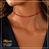 استایل زنانه با چوکر قرمز مینیمال میلوارا مدل RCGA033 روی گردن